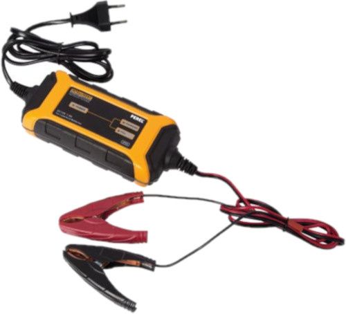 Perel acculader 7,2 x 14,7 cm 12V 220 240VAC zwart/geel