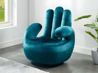 Vente-unique CATCHY Fauteuil pivotant - Velours - Bleu canard