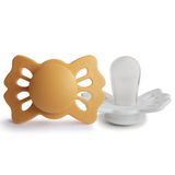 FRIGG Lucky fopspeen set van 2 | siliconen fopspeen | BPA-vrij | gemaakt in Denemarken | symmetrische fopspeen | Honey Gold/crème (maat 1 (0-6 maanden))