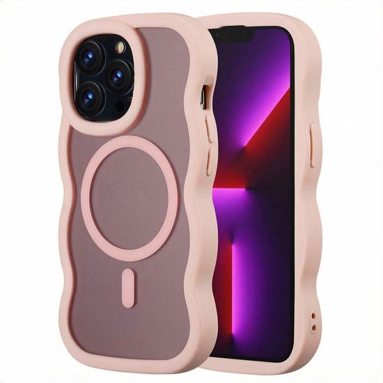 Selencia Wavy Case - Golvend Hoesje geschikt voor Apple iPhone 13 Pro - Soft Pink