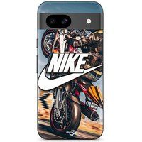 Google Pixel 8a cover Nike wit logo motor wiel Maniacase