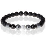 Memphis Accessories Heren kralen armband Lucky Stone Howliet Wit/Zwart