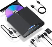TradeBit Graveur CD/DVD externe - Hub USB 3.0 7-en-1 - Lecteur de cartes SD/TF