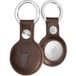 TORRO Porte-clés compatible avec AirTag : Étui en cuir véritable avec anneau en métal brossé (Brun foncé)