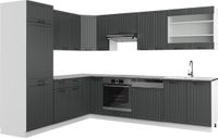 Vicco Hoekkeuken Fame-Line, Donkergrijs/Wit, 287 x 227 cm, WB Antraciet
