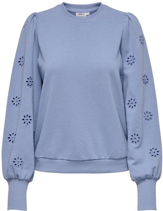 ONLY ONLFEMME L/S PUFF EMBROIDERY UB SWT Dames Trui - Tempest - M