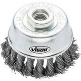 Vigor Haakse slijper potborstel (gevlochten, diameter: 65 mm, schroefdraad: M14 x 2,0) V6801-65, zilver