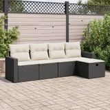 Maison Exclusive - Ensemble de meubles de jardin 5 pièces avec canapé et coussins, noir, en polyrotin