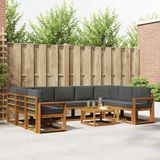 vidaXL Hoek loungeset 4 zitplekken Acacia hout Natuurlijk en Antraciet