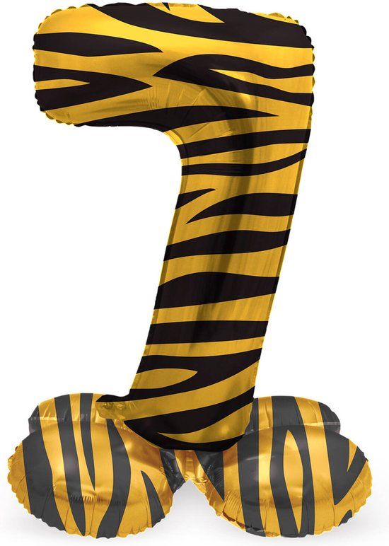 Folat Staande folieballon Cijfer 7 Tiger Chic - 72 cm