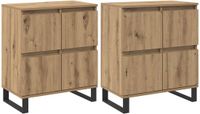 vidaXL Dressoir, 2 stuks, ambachtelijke eikenhoutlook, 60 x 35 x 70 cm