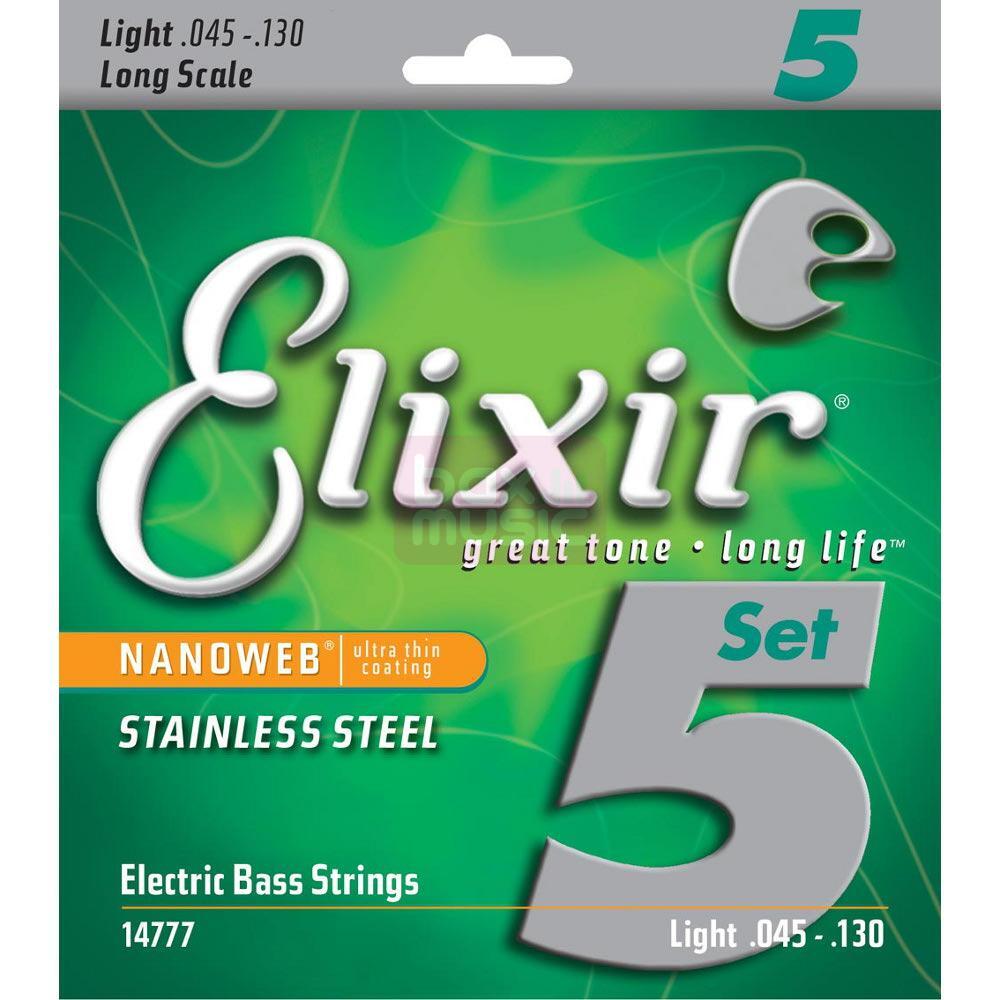 Elixir 14777 Nanoweb Stainless Steel 5-String Light