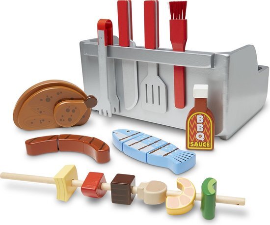 Melissa 19269 Rotisserie & Grill Barbecue Set | Pretend Play | Houten Eten | 3+ | Geschenk voor Jongen of Meisje