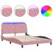 VidaXL Bedframe met LED-verlichting, fluweel, roze, 140x190 cm