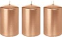 Trend Candles Bougie cylindrique/bougie tronc - 3x - or rose - 5 x 8 cm - 18 heures de combustion