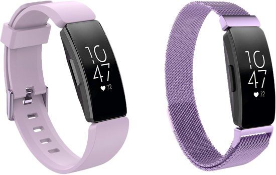 KELERINO. Siliconen en Milanees bandje voor Fitbit Inspire (HR) - Lila - Large