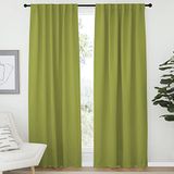 NICETOWN Groene gordijnen verduisterende gordijnpanelen - (grasgroene kleur) 132 x 213 cm (b x l, dubbele panelen, raambekleding verduisterende gordijnen voor raamdecoratie