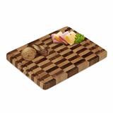 Relaxdays houten snijplank, acacia, massief, 40 x 30 cm, voor groente, vlees, kaas, hakblok met sapgeul, bruin