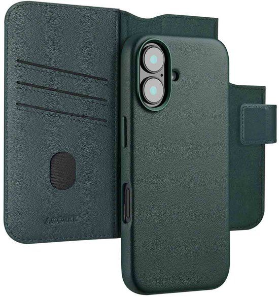 Accezz Leather Bookcase 2-in-1 met MagSafe voor de Apple iPhone 16 - Cedar Green