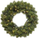 Weihnachtskranz Kunst - 80 cm - mit Lichterkette - Pink