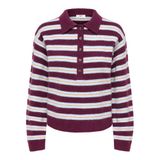 JDY gebreide gestreepte trui met wol - donkerrood/lichtblauw/geel/ecru