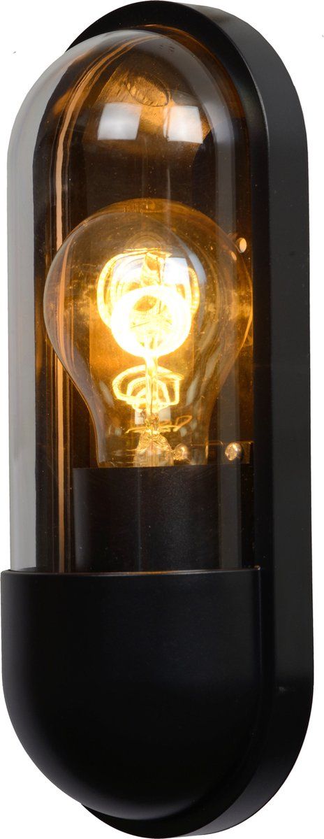 Lucide CAPSULE - Wandlamp Buiten - 1xE27 - IP65 - Zwart