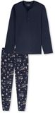 SCHIESSER Pyjama lang Heren Dierenprint Lange mouw 100% Katoen deep blue XL