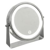 5Five Make-up spiegel / scheerspiegel - met LED verlichting rand - op standaard - D20 cm - 5x vergroting