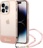 Guess iPhone 14 Pro Max Telefoonhoesje | Roze Transparant | TPU Materiaal | Back Cover Bescherming