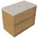 Saniclass meuble de salle de bain - 80x45x63cm - plateau en pierre naturelle Travertin - sans trou de robinetterie - 2 tiroirs - chêne mat naturel