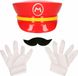 Merkloos / Sans marque Mario Game Verkleed Set - Loodgieter Outfit met Pet, Snor en Handschoenen - Rood