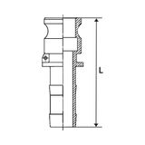 Riegler Kamlok-snelkoppelingsstekker, slangaansluiting, type E, aluminium, voor slang LW 63, stekker-Ø 76 mm, druk max. 16 bar, temp. Maximale 68 °C.