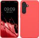 kwmobile hoesje geschikt voor Samsung Galaxy S25 - Hoesje met siliconen coating - Smartphone case in neon koraal
