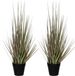 Mica Decorations - Set van 2 kunstgras planten - groen/paars - H53 x D30 cm