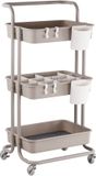 Relaxdays Keukentrolley - 86x43x36 cm - met wieltjes - beige