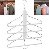 Merkloos Relaxdays ruimtebesparende kledinghangers - 4 hangers - met broeklat - hout - metaal