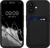 kwmobile telefoonhoesje geschikt voor Apple iPhone 16 - Hoesje met pasjeshouder - TPU case in zwart
