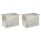 VidaXL Plantenbak met led 2 st zilver 40 x 60 x 40 cm roestvrij staal