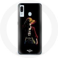 Maniacase Hoesje voor Samsung Galaxy A20e One Piece Manga Anime Luffy zwarte achtergrond