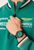 Aston Martin Pdk W Quartz Analoog Horloge Zwart Kast Gemaakt Van 100% Hars En Een Armband Van 100% Siliconen 40 MTFK1F50143, MTFK1F50243