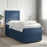 vidaXL Boxspringbed met matras en hoofdeinde, blauw, 100 x 200 cm, stof