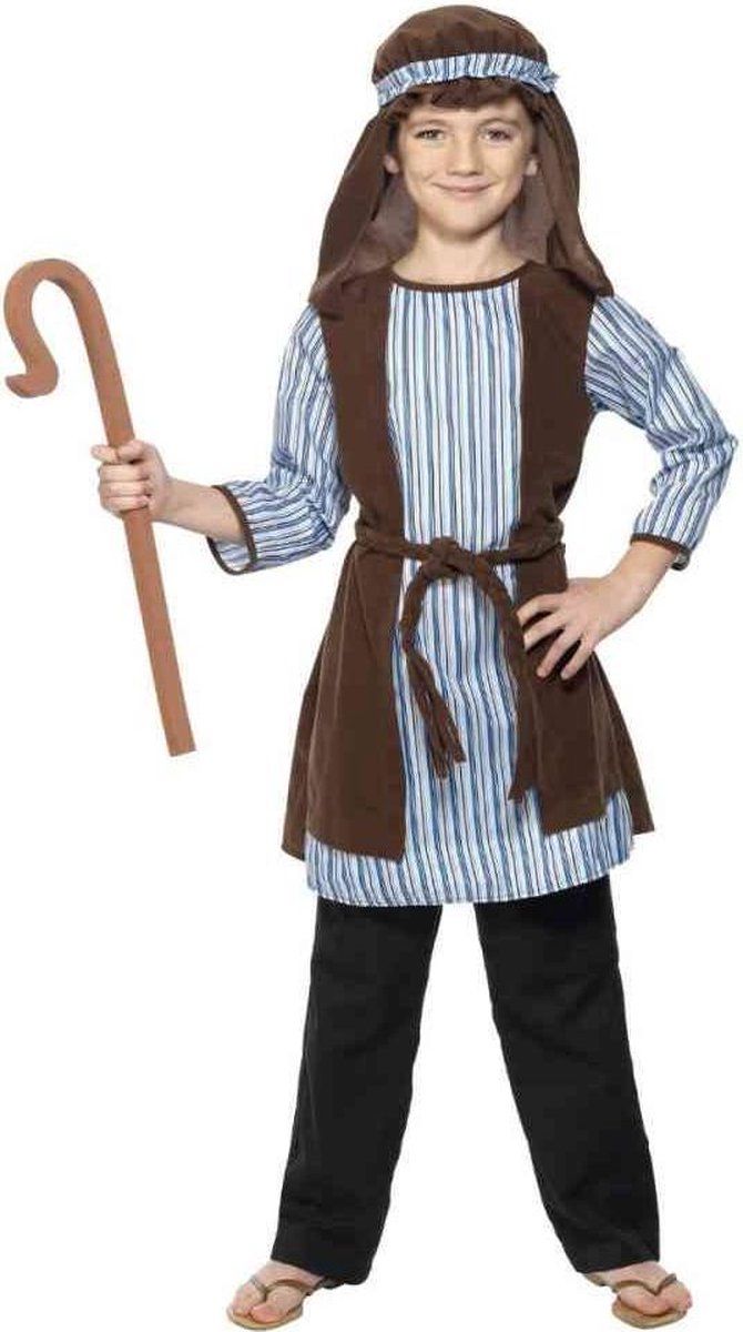 Smiffys Kids Shepherd Costume - Blue/Brown - Up to 6 Years