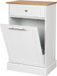 WONDERMAKE® Hoge linnenkast of prullenbakkast van hout/bamboe, wasverzamelaar hoge kast voor badkamer of keuken uitklapbaar met lade, 51 x 37 x 82 cm, blanc