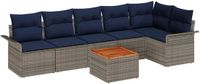vidaXL Tuinbankenset 7 st 6-Aantal zitplaatsen Grijs en Marineblauw