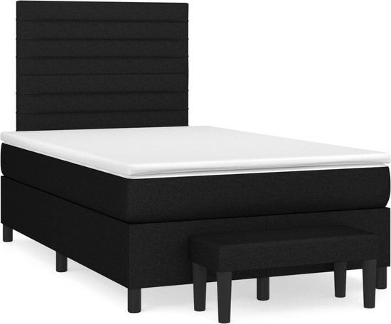 vidaXL Boxspring met matras, stof, zwart, 120x200 cm