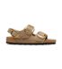 Birkenstock Milano Big Buckle Oiled Sandal (Narrow Fit) Beige Leather Flat Buckle Casual