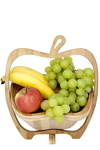 GMMH Vouwmand fruitmand decoratieve schaal fruitschaal hout opvouwbaar (design appel / 1)