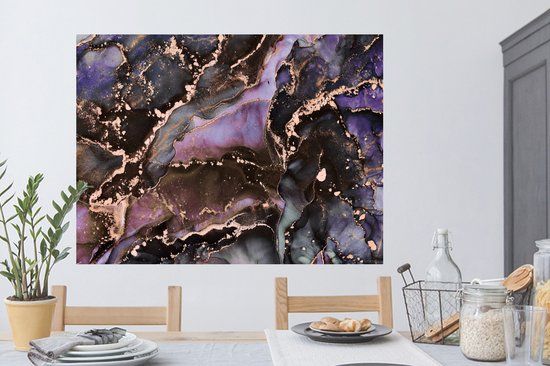 StickerSnake Marble Gold Pink Wall Sticker - 120x90cm - Self-adhesive Wallpaper