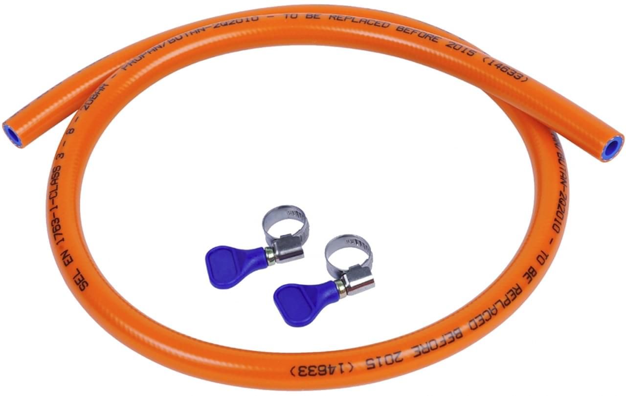 Badé 2 meter propaanslang met 2 slangklemmen - 8717081002466