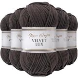 Utopia Crafts Velvet Lux Chenille superzacht grof garen voor breien en haken, 5 x 100 g (houtskool)